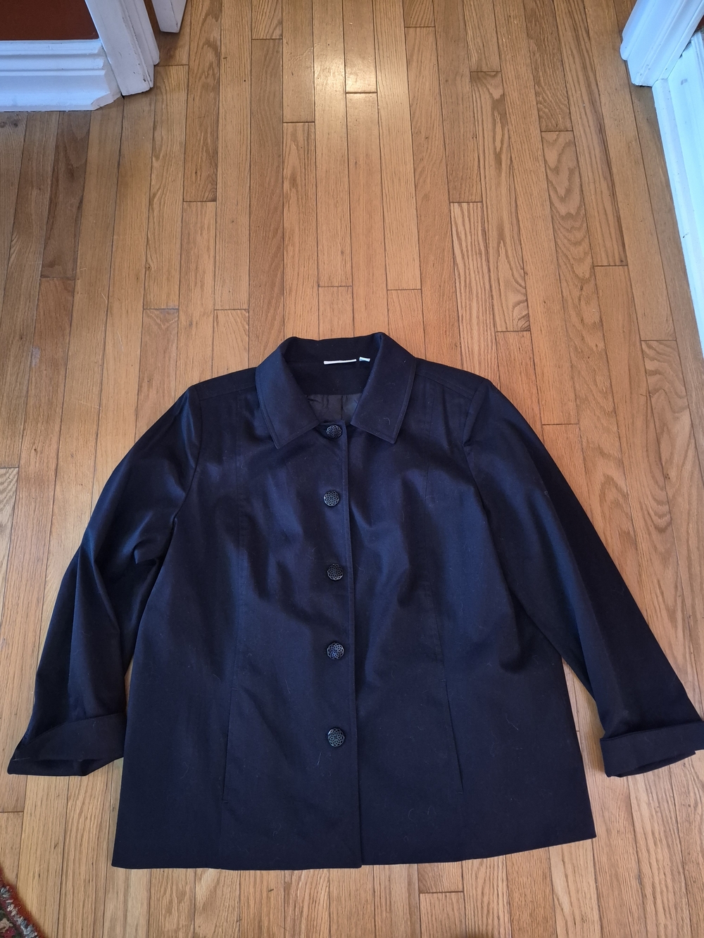 Susan Graver Black Button-Front Utility Jacket Size 1X